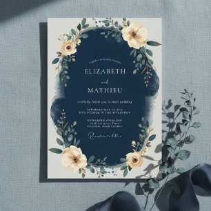 Invitación Boda de Laurel Floral Marina