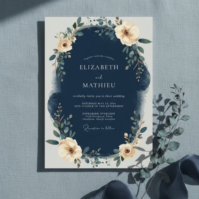 Invitación Boda de Laurel Floral Marina (Subido por el creador)