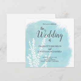 Invitación Boda de lavado de acuarela azul acuático