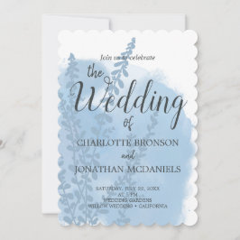 Invitación Boda de lavado de acuarela azul celestial
