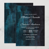 Boda de lavado de acuarela azul y Verde azulado de