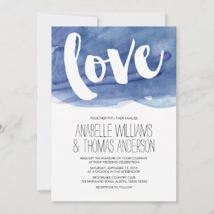 Invitación Boda de lavado de color azul oscuro
