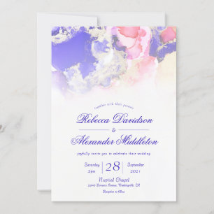 Invitación Boda de lavado de tinta de los tonos de las joyas