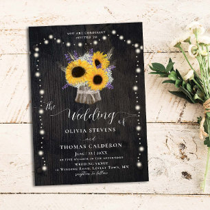 Invitación Boda de Lavanda Breath para los girasoles rústicos