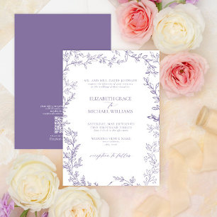 Invitación Boda de Lavanda Clásico de código QR Elegante Form