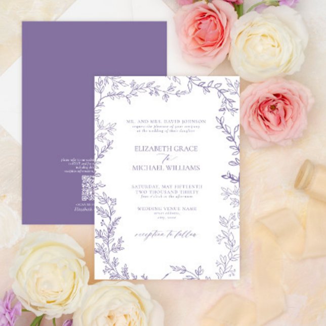 Invitación Boda de Lavanda Clásico de código QR Elegante Form (Subido por el creador)