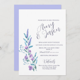 Invitación Boda de lavanda con manchas de flores silvestres d