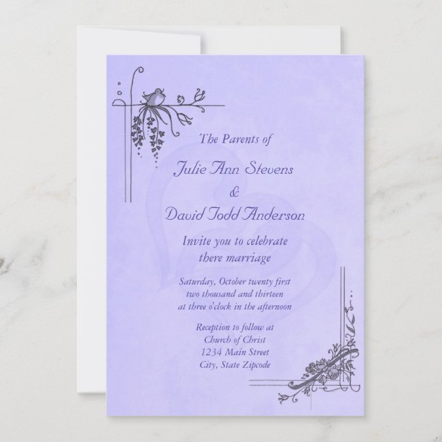 Invitación Boda de lavanda de época (Anverso)