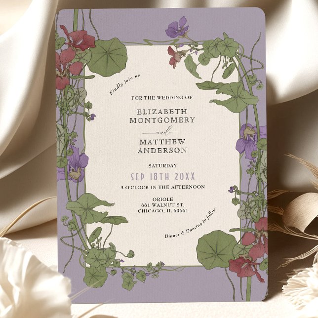 Invitación Boda de lavanda de época Jeannie Foord Art Nouveau (Subido por el creador)