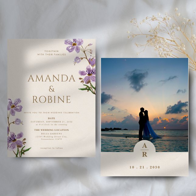 Invitación Boda de Lavanda de Flor Silvestre Rústica (Subido por el creador)