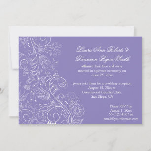 Invitación Boda de Lavanda de Flores Blancas Esbozadas