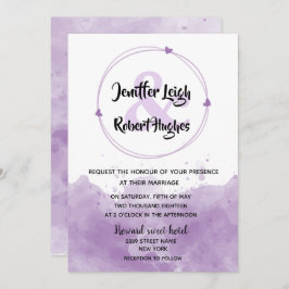 Invitación Boda de lavanda de fondo de color de agua