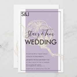 Invitación Boda de lavanda de la planta de algodón botánico