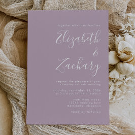 Invitación Boda de Lavanda Dusty con guión moderno
