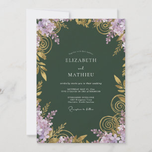 Invitación Boda de lavanda filigrana de eucalipto del bosque