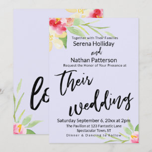 Invitación Boda de Lavanda Floral Pintada con escritura a man