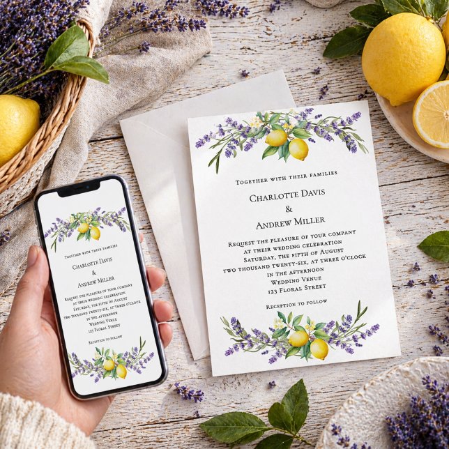 Invitación Boda de lavanda florales limones  (Subido por el creador)