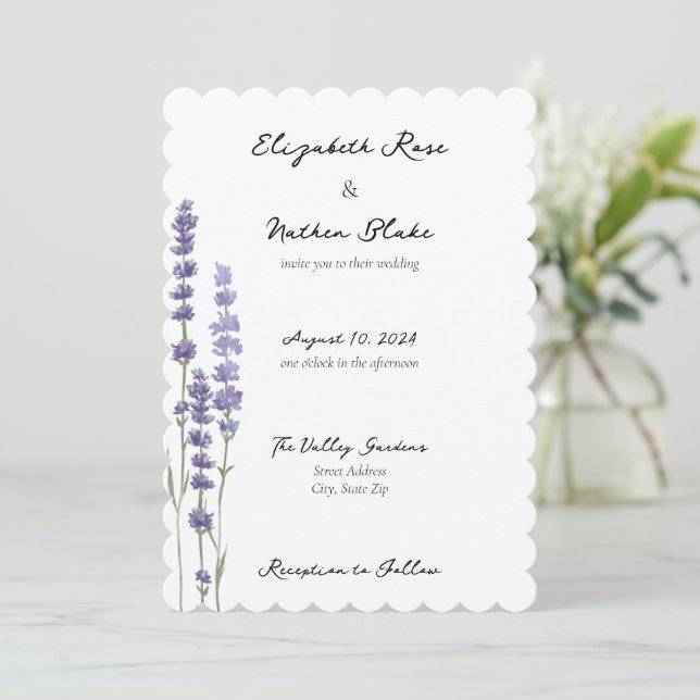 Invitación Boda de Lavanda Francesa Delicada y Simple (Anverso de pie)