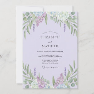 Invitación Boda de lavanda lila ramita eucalipto