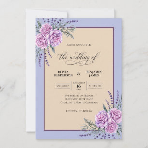 Invitación Boda de lavanda lila ramita salvia