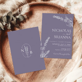Invitación Boda de lavanda minimalista Boho Monograma