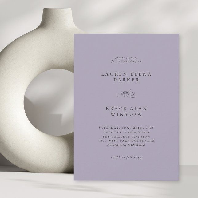 Invitación Boda de lavanda minimalista elegante (Subido por el creador)