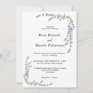 Invitación Boda de lavanda minimalista floral elegante y simp