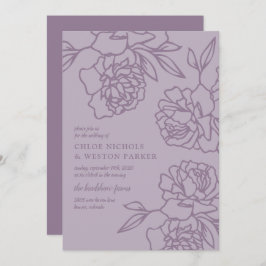 Invitación Boda de Lavanda Moderna Peonies