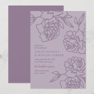 Invitación Boda de Lavanda Moderna Peonies