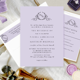 Invitación Boda de lavanda monograma formal