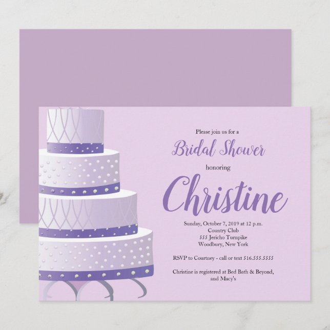 Invitación Boda de Lavanda Púrpura Ducha de Novia (Anverso / Reverso)