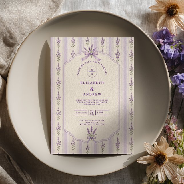 Invitación Boda de lavanda rayada (Subido por el creador)