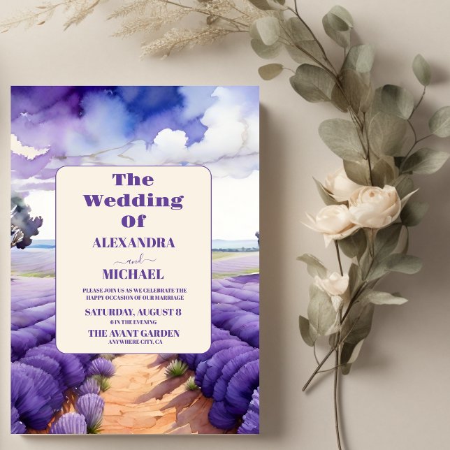 Invitación Boda de Lavanda Rústica (Subido por el creador)