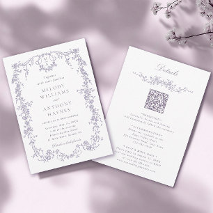 Invitación Boda de lavanda victoriana francesa todo en uno