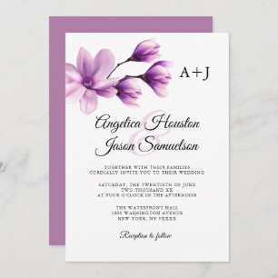 Invitación Boda de Lavanda Violeta Morada Floral de color Acu