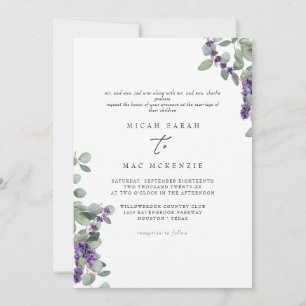 Invitación Boda de lavanda y eucalipto con ambos conjuntos de