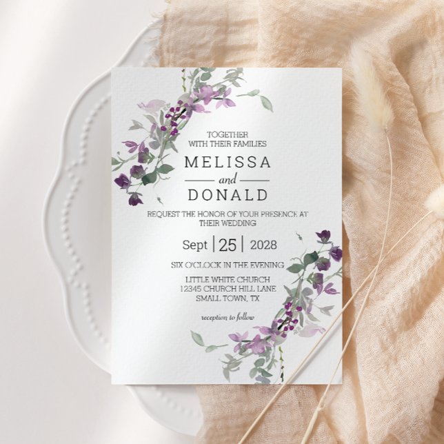 Invitación Boda de Lavender con flores silvestres acuáticas (Subido por el creador)