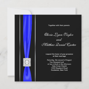 Invitación Boda de lazo azul real negro
