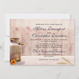 Invitación Boda de leche rústica con trigo y flores