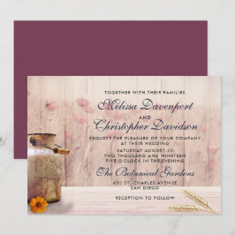 Invitación Boda de leche rústica con trigo y flores