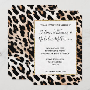 Invitación Boda de leopardo de crema negra
