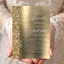 Boda de Letra Brillante de Metal Cepillado Dorado