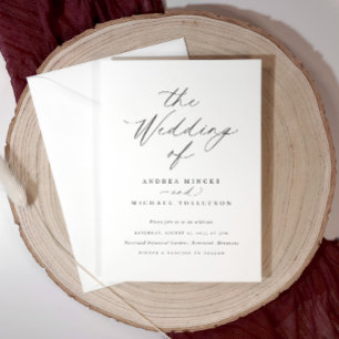 Invitación Boda de letra caligráfica simple y elegante
