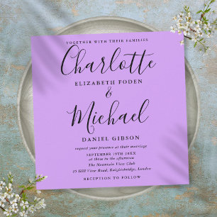 Invitación Boda de letra elegante orquídea lila lavanda