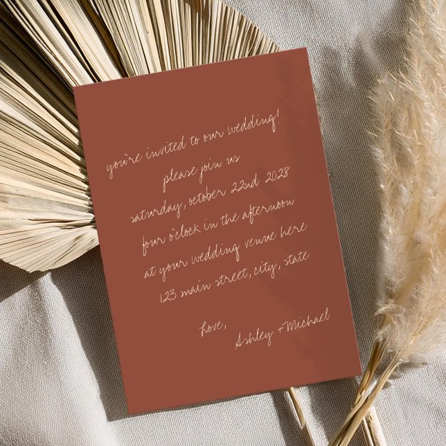 Invitación Boda de letra manuscrita minimalista (Subido por el creador)