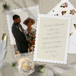 Invitación Boda de Letra Manuscrita Simple y Elegante
