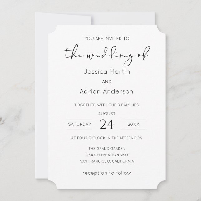 Invitación Boda de Letra Minimalista (Anverso)