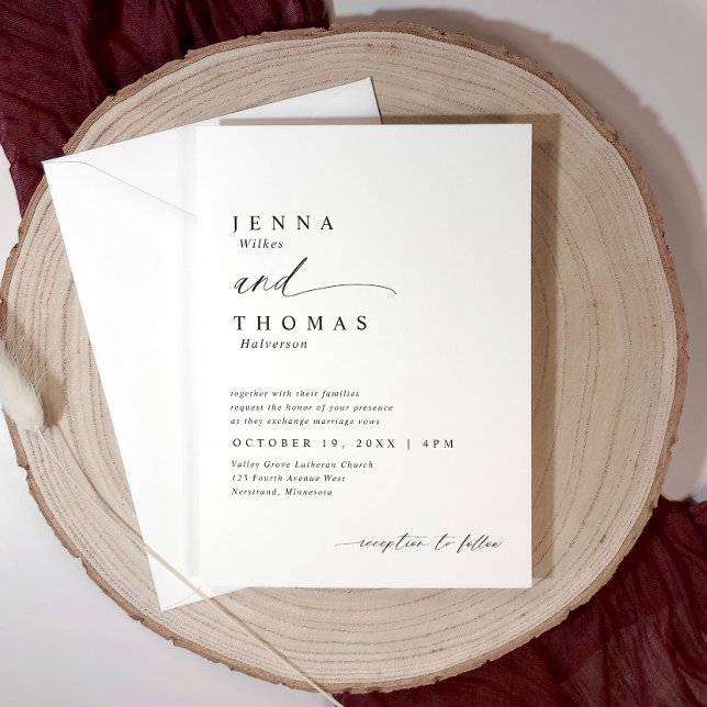 Invitación Boda de Letra Moderna Simple y Elegante (Modern simple and elegant wedding invitations with minimalist typography and fancy handwritten and)