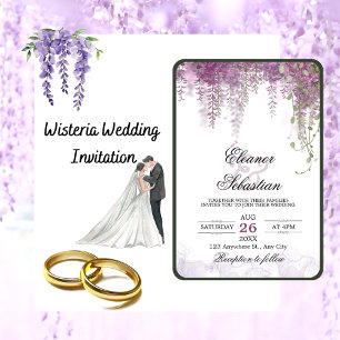 Invitación Boda de Letra Romántica Wisteria Púrpura