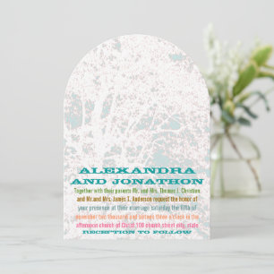 Invitación Boda de letras de canciones de Birch Tree Aqua Blu